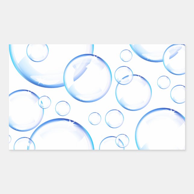 Sticker Rectangulaire Bulles de savon bleu transparent (Devant)