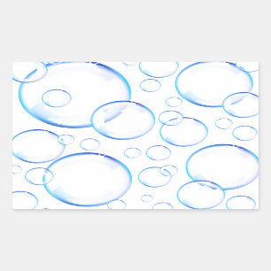 Sticker Rectangulaire Bulles de savon bleues transparentes
