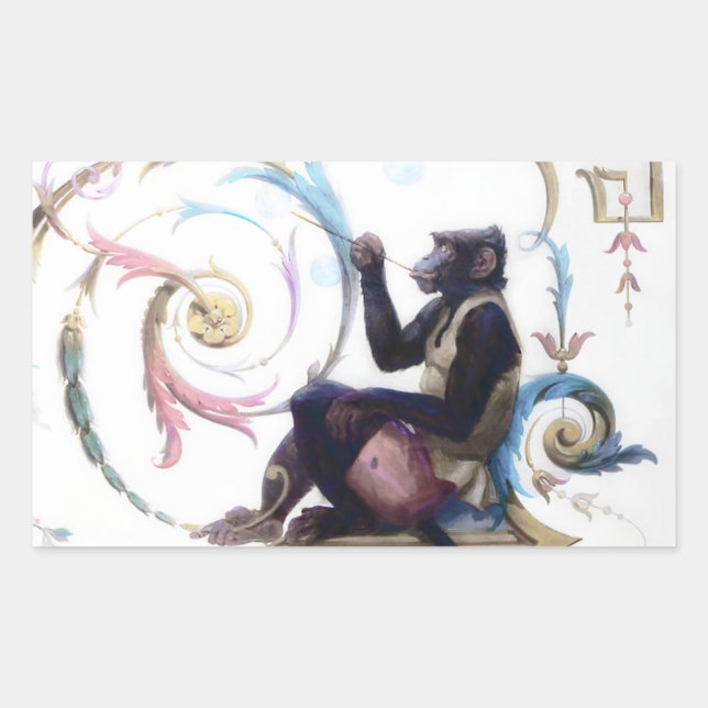 Sticker Rectangulaire Bulles de soufflage de singe (Devant)