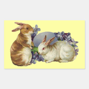Sticker Rectangulaire Bunnies vintages de Pâques