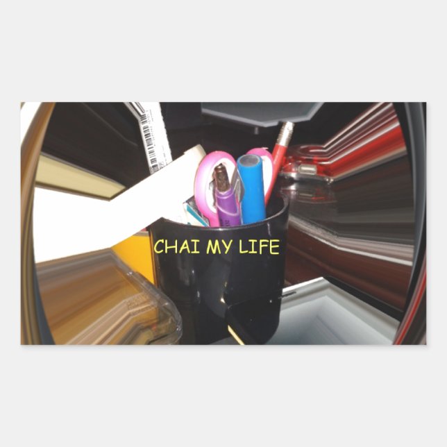 Sticker Rectangulaire Bureau de la Mug de thé à vie morte Abstraite Art  (Devant)