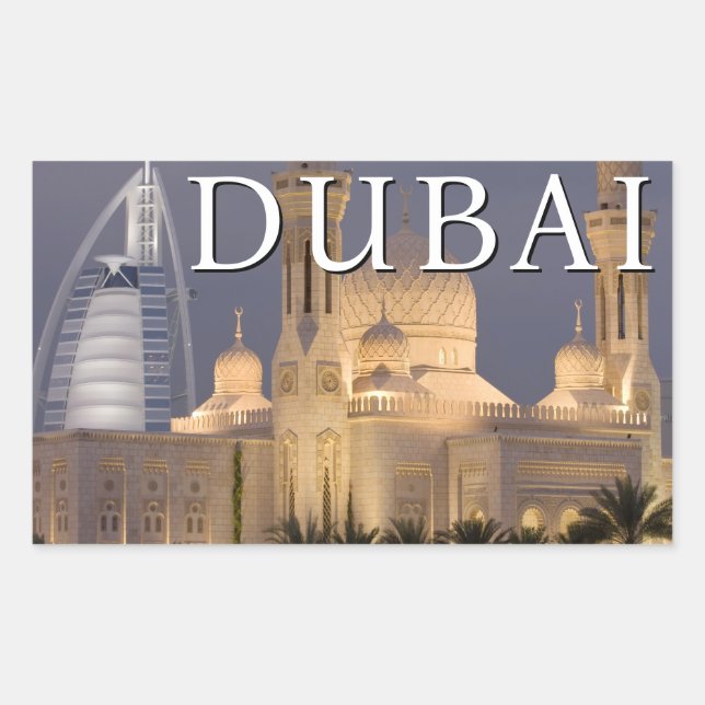 Sticker Rectangulaire Burj al Arab | Mosquée du soir Dubaï (Devant)