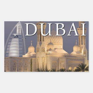 Sticker Rectangulaire Burj al Arab   Mosquée en soirée Dubaï