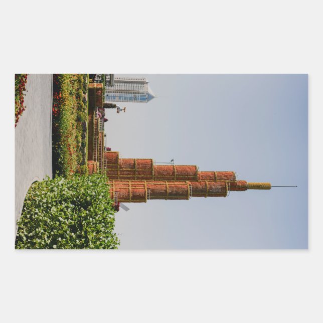 Sticker Rectangulaire Burj Khalifa, Jardin Miracle de Dubaï (Devant)