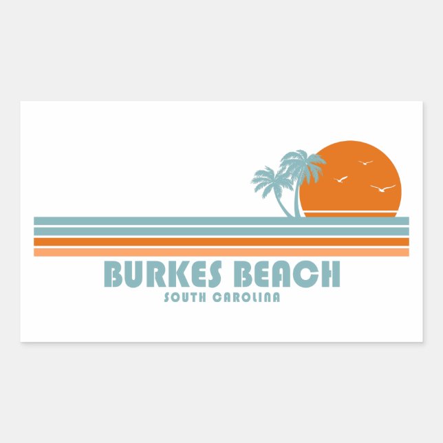 Sticker Rectangulaire Burkes Beach Caroline du Sud Sun Palm Trees (Devant)