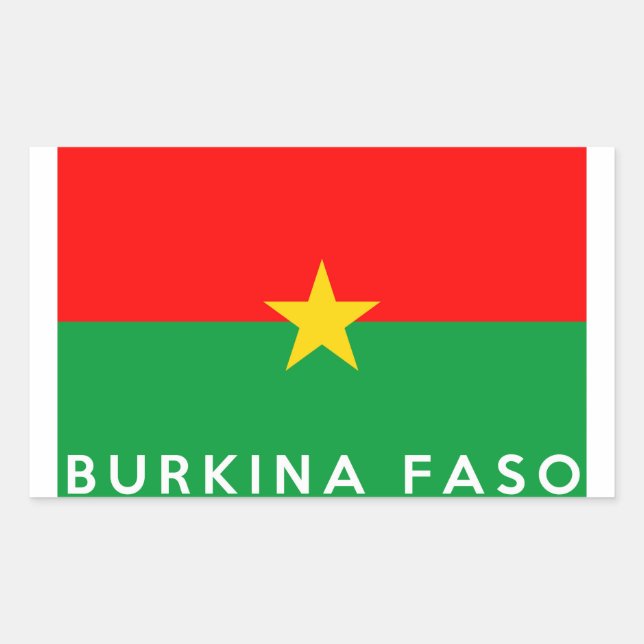 Sticker Rectangulaire burkina faso nom du texte du drapeau du pays (Devant)