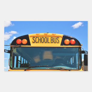 Sticker Rectangulaire Bus scolaire avec lumières ambrées et rouges