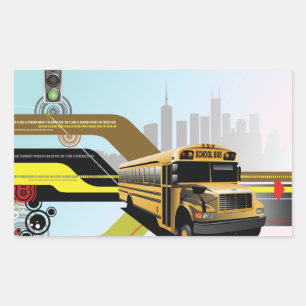 Sticker Rectangulaire Bus scolaire de la ville cybernétique