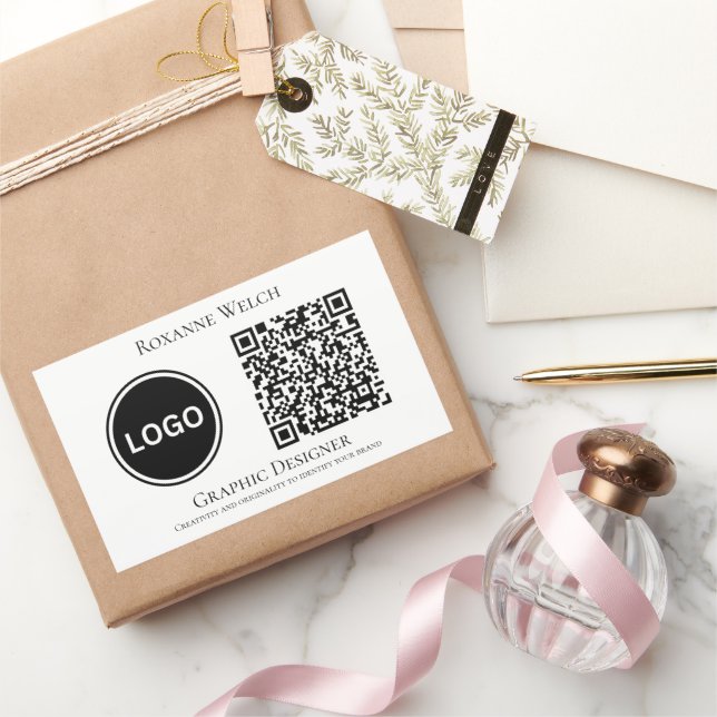Sticker Rectangulaire Business Company Round Logo Code QR Grand (Cadeaux)