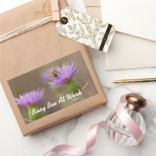 Sticker Rectangulaire Busy Bee sur Purple Thistle Photo