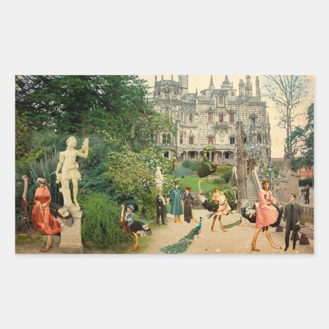 Sticker Rectangulaire Cabalgando avestruces en A Regaleira (Portugal) (Devant)