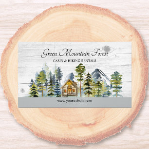 Sticker Rectangulaire Cabane de montagne rustique forestière brumeuse à 