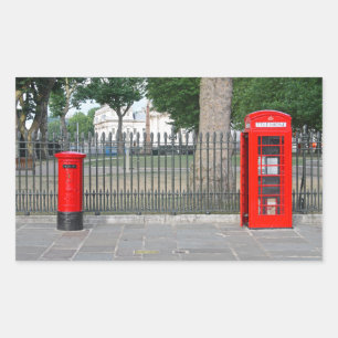 Sticker Rectangulaire Cabine téléphonique et boîte postale de Londres