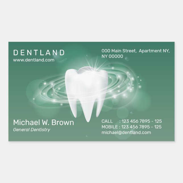 Sticker Rectangulaire Cabinet Dentaire Green Dentist (Devant)