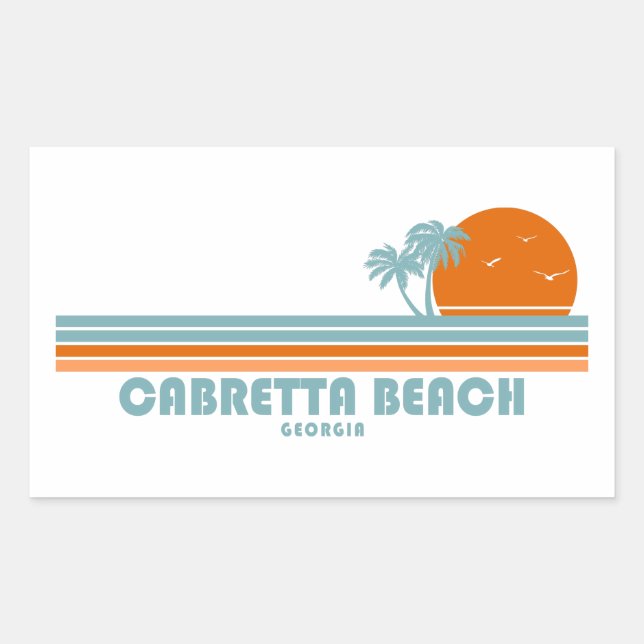 Sticker Rectangulaire Cabretta Beach Sapelo Island Géorgie Palmier Solei (Devant)