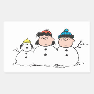 Sticker Rectangulaire cacahuètes   3 Personne Snowman