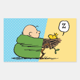 Sticker Rectangulaire cacahuètes   Charlie Brown & Woodstock Half & Half