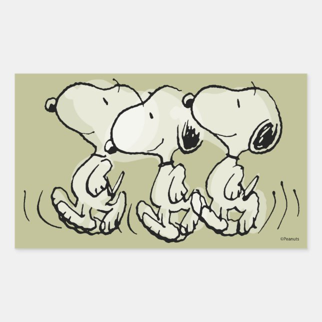 Sticker Rectangulaire cacahuètes | Snoopy Walking Tall (Devant)