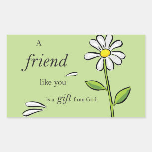 Sticker Rectangulaire Cadeau d'ami de Dieu, Marguerite sur fond vert, Re