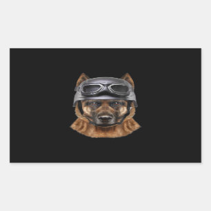 Sticker Rectangulaire Cadeau De Casque De Chien De Berger Allemand Pour 