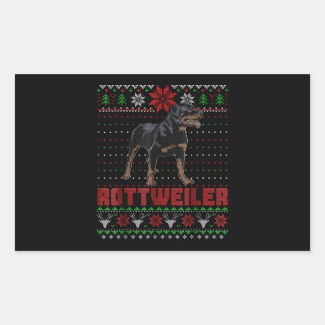 Sticker Rectangulaire Cadeau de chien| Joyeux Noël mon Rottweiler (Devant)