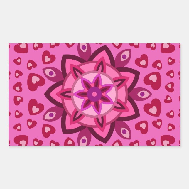 STICKER RECTANGULAIRE CADEAU DE LA SAINT-VALENTIN, ANNIVERSAIRE AVEC CŒU (Devant)