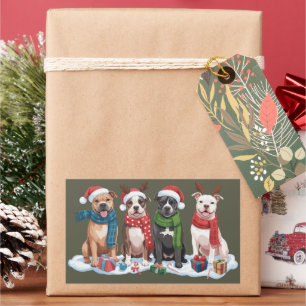 Sticker Rectangulaire Cadeau de Noël pour propriétaire de Pitbull vacanc