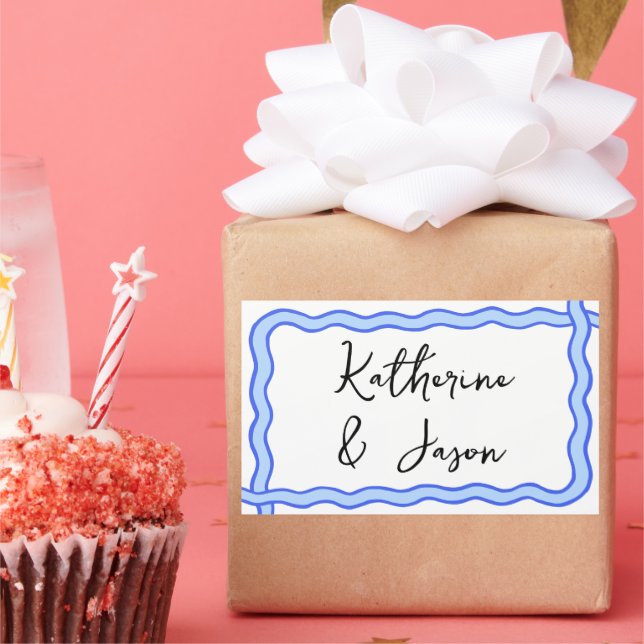 Sticker Rectangulaire Cadeau de remerciement fantaisiste ondulé rétro  (Fête)