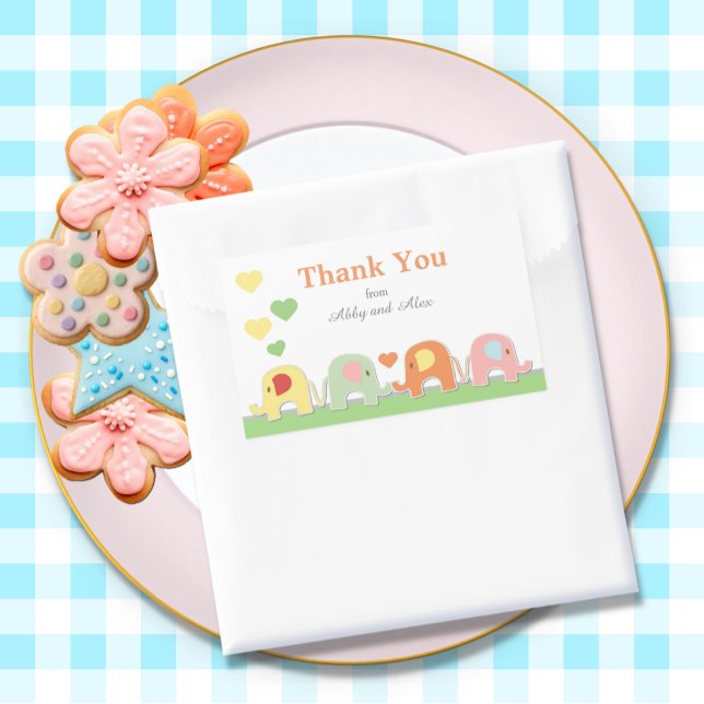 Sticker Rectangulaire Cadeau de remerciement pour bébé éléphant (Créateur téléchargé)