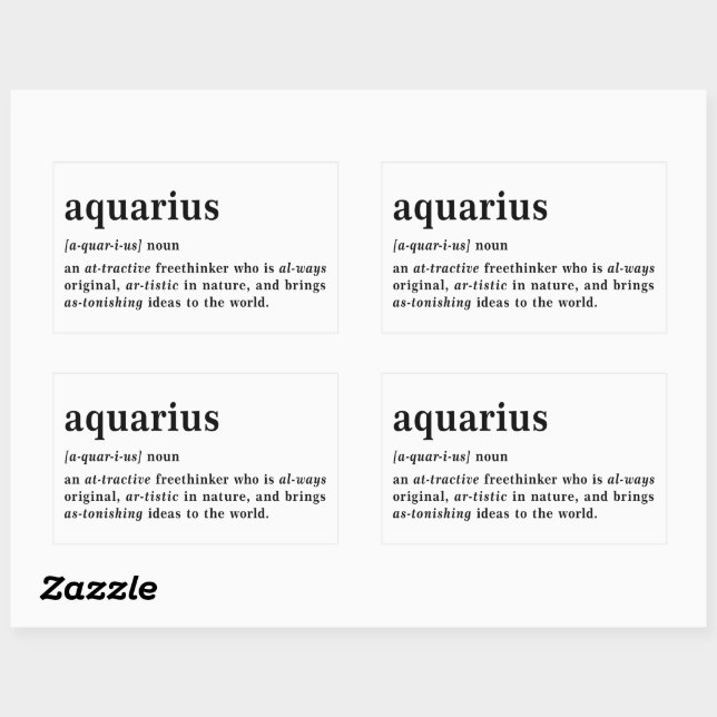 Sticker Rectangulaire Cadeau Définition Aesthetic Astrologie Verseau (Feuille)