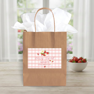 Sticker Rectangulaire Cadeau goût fraise très sucré 1er anniversaire