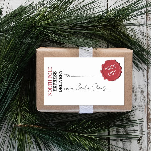 Sticker Rectangulaire Cadeau officiel du Père Noël présent du pôle Nord (Créateur téléchargé)