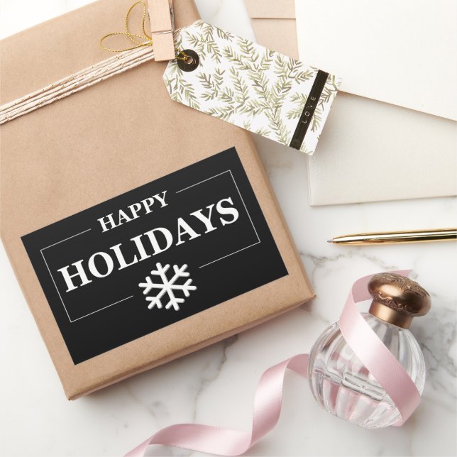 Sticker Rectangulaire Cadeau personnalisé de Noël heureux vacances (Cadeaux)