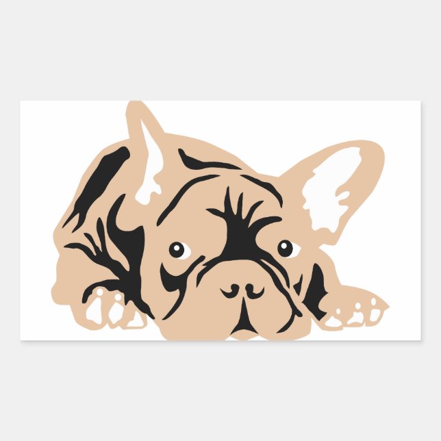 Sticker Rectangulaire Cadeaux Bulldog français (Devant)
