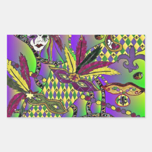 Sticker Rectangulaire Cadeaux de vêtements de masques à plumes de Mardi 