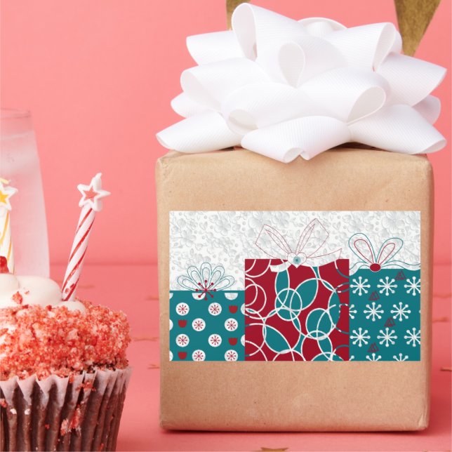 Sticker Rectangulaire Cadeaux enrobés de Noël Suédois (Fête)