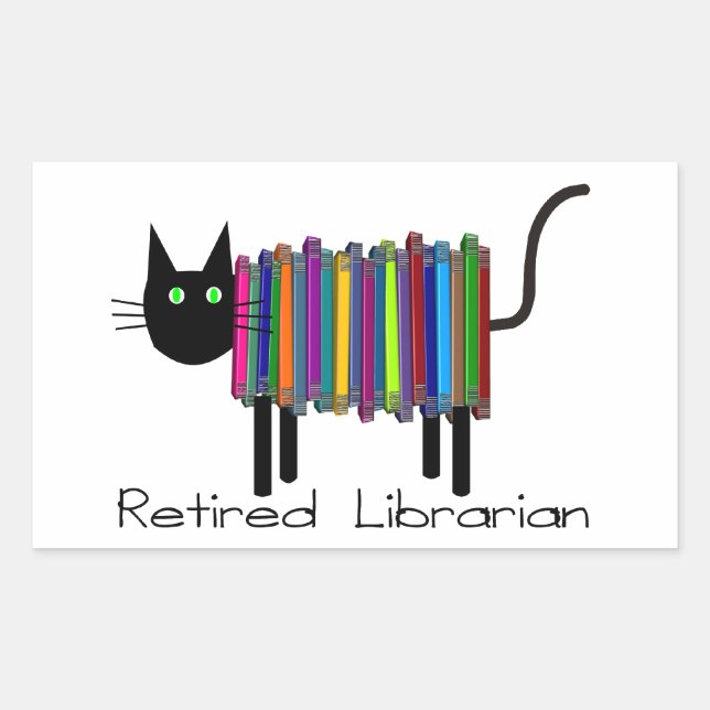 Sticker Rectangulaire Cadeaux retirés de chat de livre de bibliothécaire (Devant)