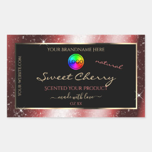 Sticker Rectangulaire Cadre de Parties scintillant rouge brillant Étique
