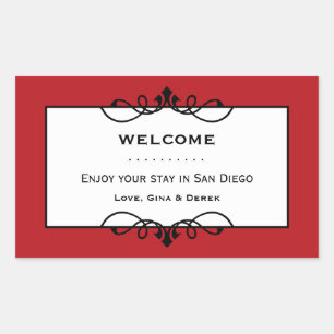 Sticker Rectangulaire Cadre en fer forgé rouge Jolly de la ville sac cad