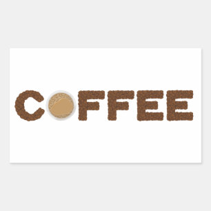 Sticker Rectangulaire Café à base de grains de café et de boissons