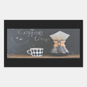 Sticker Rectangulaire Café avec tasse et café