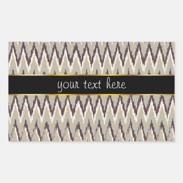 Sticker Rectangulaire Café et Sage iKat ZigZag Motif (Devant)