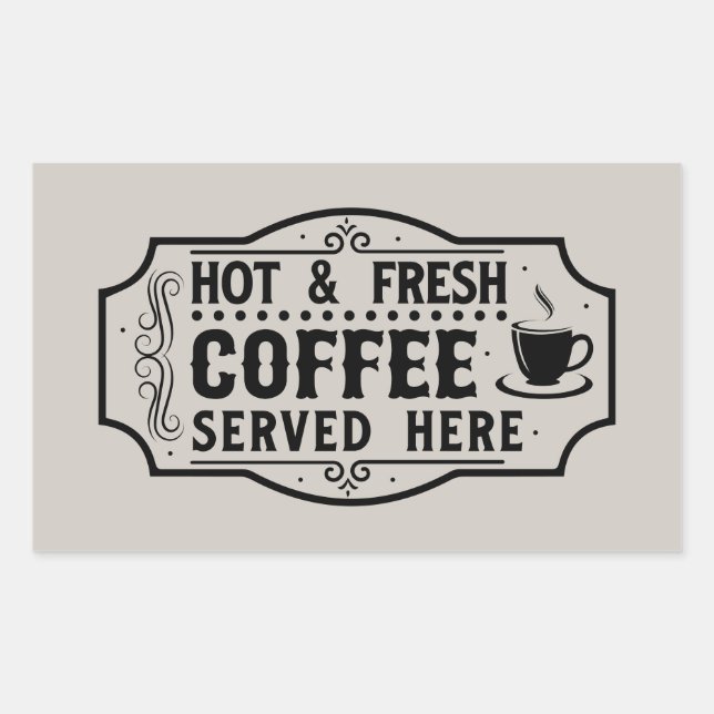 Sticker Rectangulaire Café frais brassé mot art (Devant)