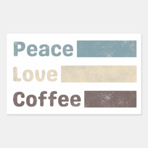 Sticker Rectangulaire café vintage texte coloré paix amour café
