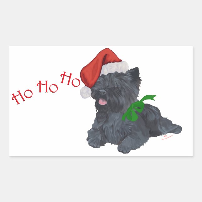 Sticker Rectangulaire Cairn Terrier Noël (Devant)