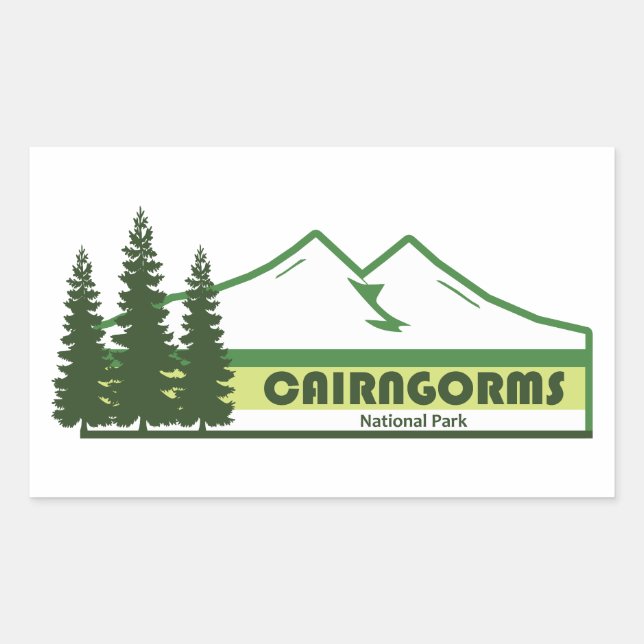 Sticker Rectangulaire Cairngorges vertes écossaises Parc national du Cai (Devant)