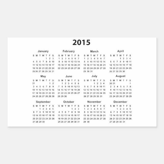 Sticker Rectangulaire Calendrier 2015 (Devant)