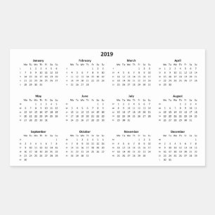 Sticker Rectangulaire Calendrier 2019