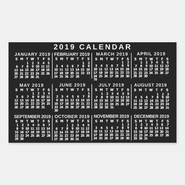 Sticker Rectangulaire Calendrier 2019 (Voir la description pour la nouve (Devant)