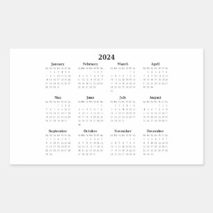 Sticker Rectangulaire Calendrier mensuel rectangulaire 2024